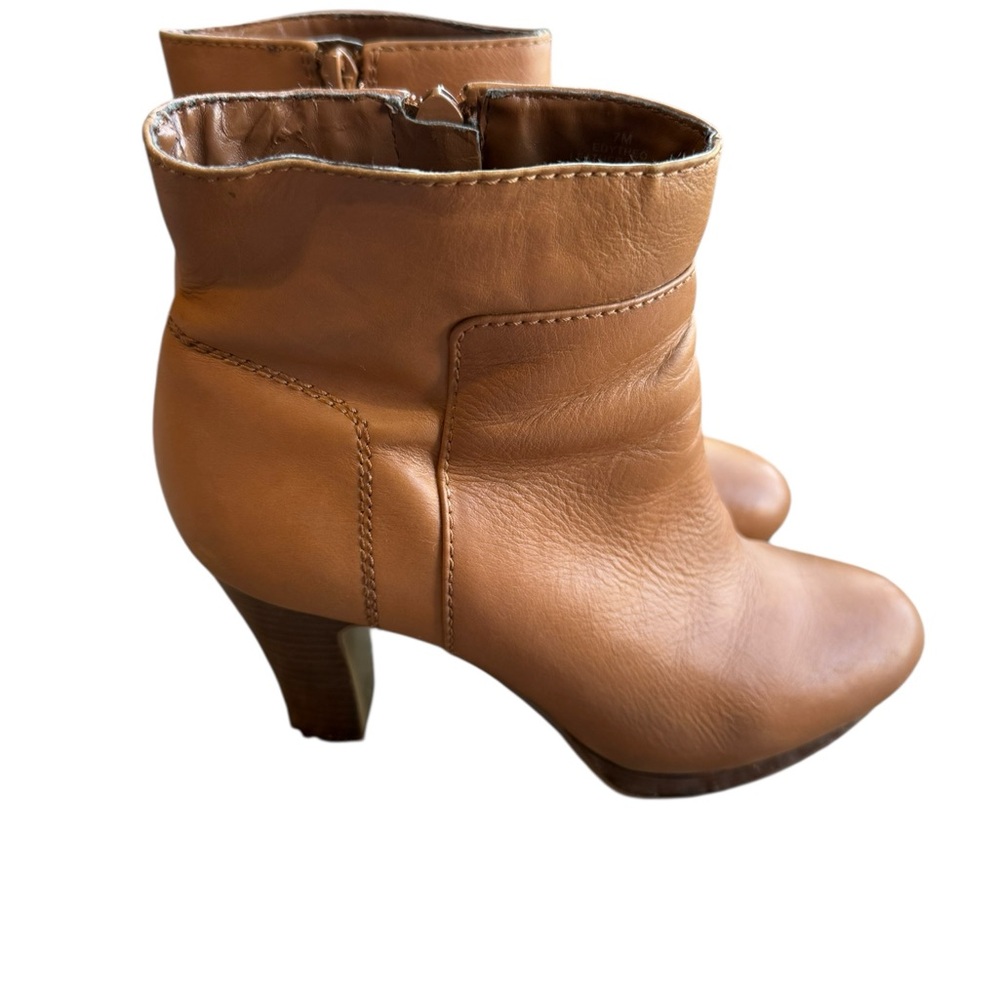 Nine West women’s size 7 camel colored 8 inch side zipper healed boots. - Picture 8 of 8